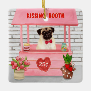 Pug Dog Valentijnsdag Kissing Booth Keramisch Ornament