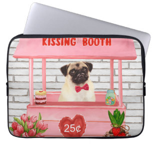 Pug Dog Valentijnsdag Kissing Booth Laptop Sleeve