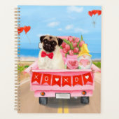 Pug Dog Valentijnsdag Truck Hearts Planner (Voorkant)