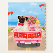 Pug Dog Valentijnsdag Truck Hearts Planner (Achterkant)