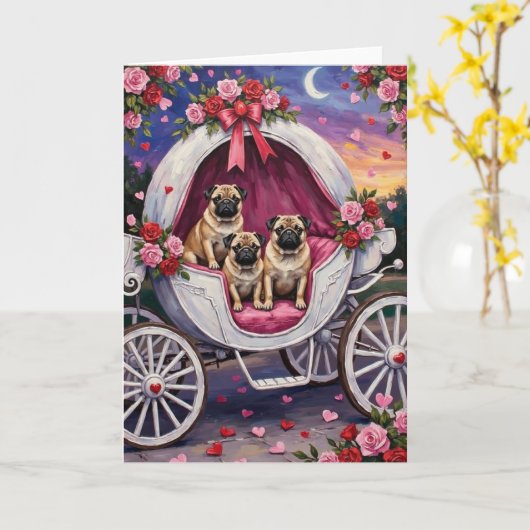 Pug Dog Valentine's Day Kaart (Gele Bloem)