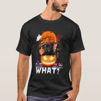 Pug Dog Wat Grappig Pug Met Mes Killer Halloween T-shirt