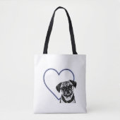 Pug Dog Wearing Glasses Blue Heart Design Canvas t Draagtas (Voorkant)