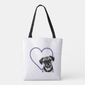 Pug Dog Wearing Glasses Blue Heart Design Canvas t Draagtas (Achterkant)