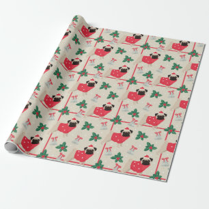 Pug Dog Wearing Sweater & Kerstkerstkerstkerstkers Cadeaupapier