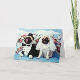 Pug Dog Wedding Card Kaart
