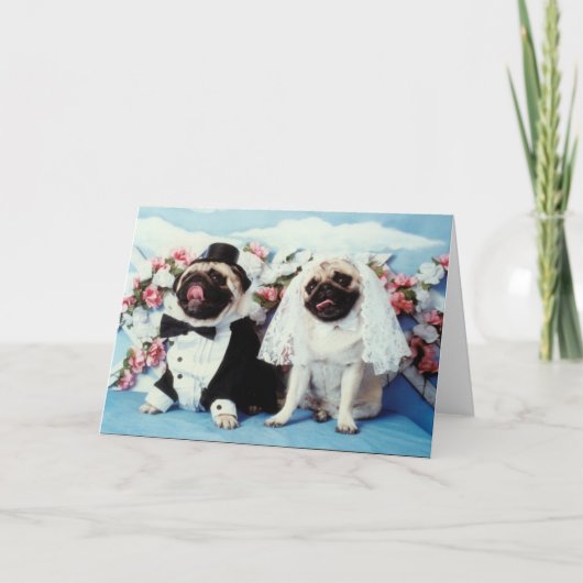 Pug Dog Wedding Card Kaart (Voorkant)