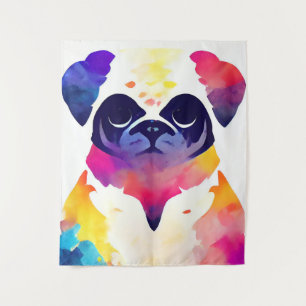 Pug Dog Wild Natuur Dierlijke Kleuren Kunst Schild Wandkleed