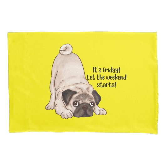 Pug dog - yellow children kussensloop (Voorkant)