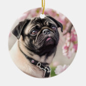 PUG Dog's Eerste Kerst SCHATTIGEE FOTO Keramisch Ornament (Voorkant)