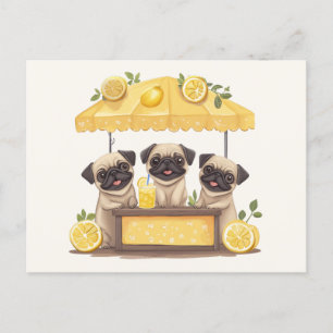 Pug Dogs Lemonade Stand Briefkaart
