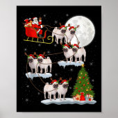 Pug Dogs Santa Sleigh Flying Funny Magical Christm Poster (Voorkant)