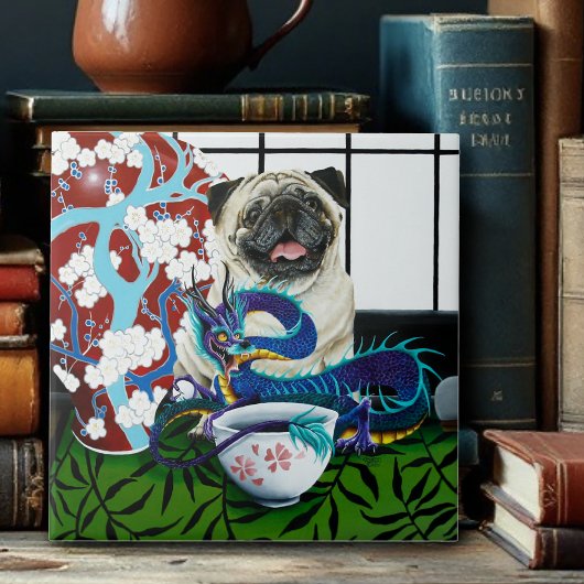 Pug Dragon Chinese Dragon Tegeltje