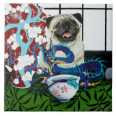 Pug Dragon Chinese Dragon Tegeltje (Voorkant)