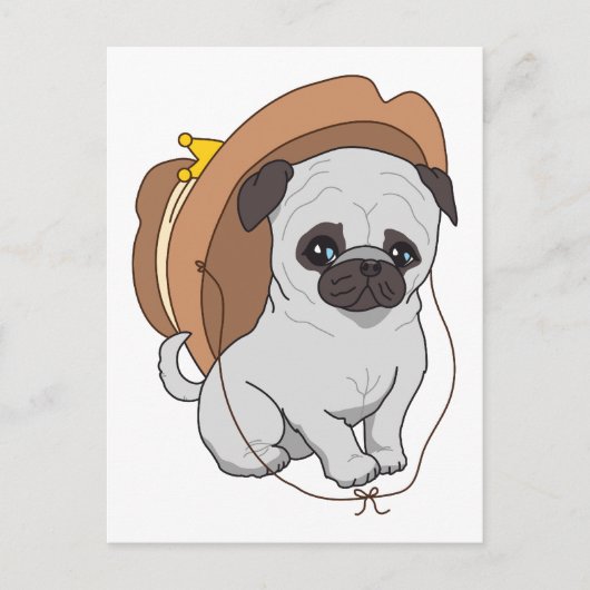 Pug Drawing 2 van Pablo Fernandez Briefkaart (Voorkant)