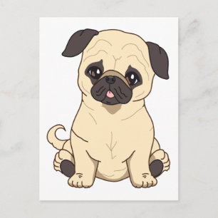 Pug Drawing by Pablo Fernandez Limited Edition Briefkaart
