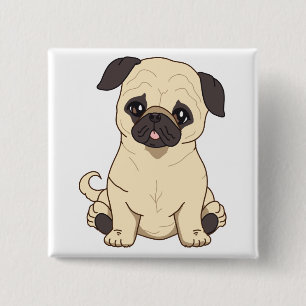 Pug Drawing by Pablo Fernandez Limited Edition Vierkante Button 5,1 Cm