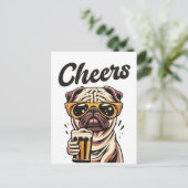 Pug Drink biermeme Briefkaart (Staand voorkant)