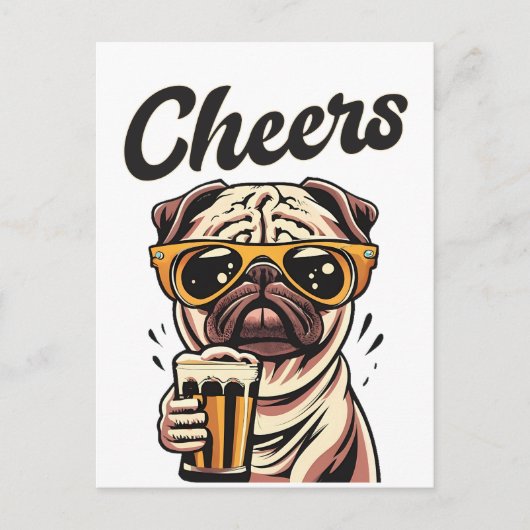 Pug Drink biermeme Briefkaart (Voorkant)