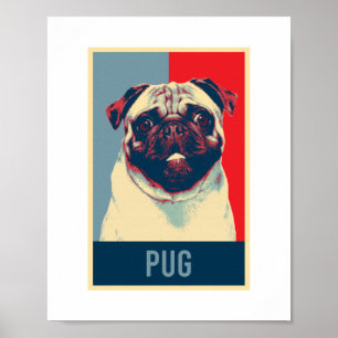 Pug Dutch Bulldog Dog Portrait Pop Art Poster