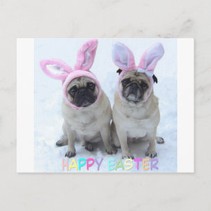 Pug Easter Bunny Feestdagenkaart
