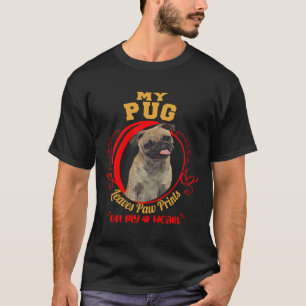 Pug - eigenaar schildert afdrukken op mijn hartont t-shirt