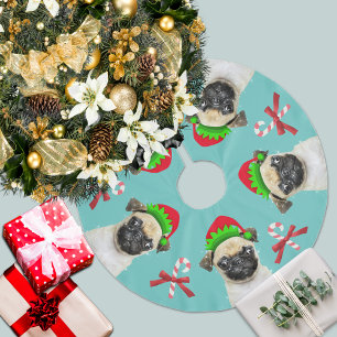 Pug Elves Candy Canes   Aqua Blue Kerstboom Rok