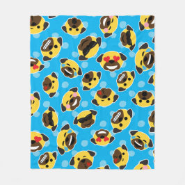 Pug Emoticon Emoji Pattern Laugh Kiss Cool Fleece Deken