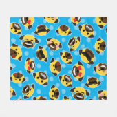 Pug Emoticon Emoji Pattern Laugh Kiss Cool Fleece Deken (Voorkant (Horizontaal))
