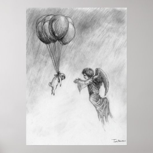 Pug en Angel Poster (Voorkant)