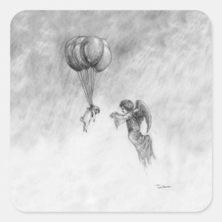 Pug en Angel Vierkante Sticker