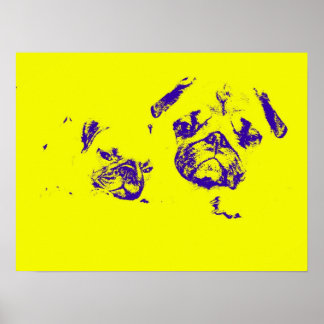 Pug en Baby - Geel Poster
