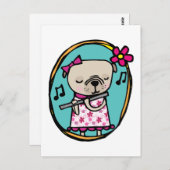 Pug en flute briefkaart (Voorkant / Achterkant)