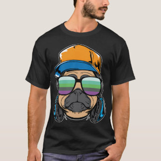 Pug en hondenliefhebber grappige hipster pug t-shirt