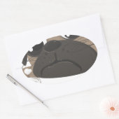 Pug en koffie ovale sticker (Envelop)