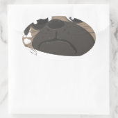 Pug en koffie ovale sticker (Tas)