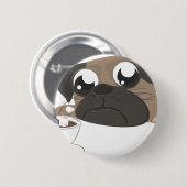 Pug en koffie ronde button 5,7 cm (Voorkant /achterkant)