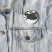 Pug en koffie ronde button 5,7 cm (In situ)