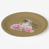 Pug en pony's | Waterverf schilderen | Geboortedag Papieren Bordje (Gekanteld)