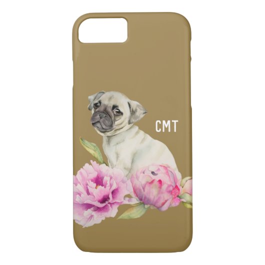 Pug en pony's | Waterverf schilderen | Monogram Case-Mate iPhone Case (Achterkant)