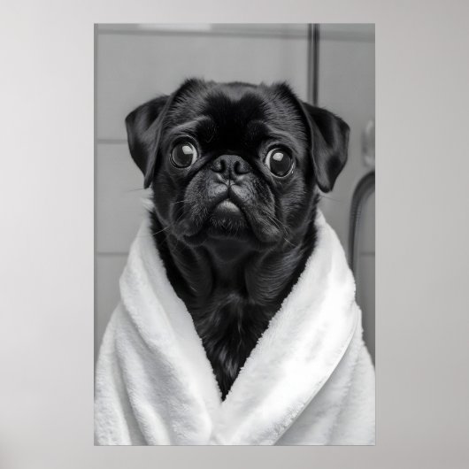 Pug en robe de chambre Impression de salle de bain (Devant)