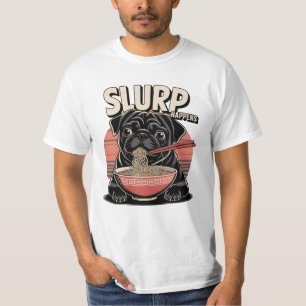Pug eten Ramen Funny Slurp Gebeurt T-shirt