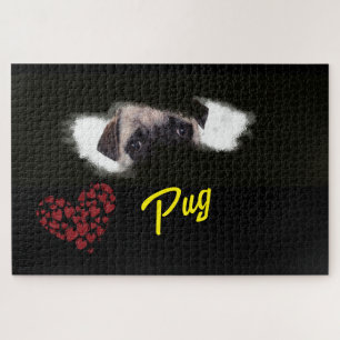 Pug Eyes Solid Color 1000-stuk Jigzaag Puzzle Legpuzzel