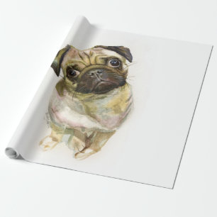 Pug Face Art Print Cute Pug Dog Cadeaupapier