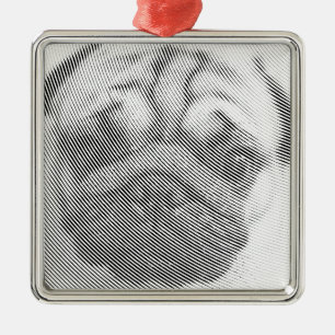 Pug Face Metalen Ornament