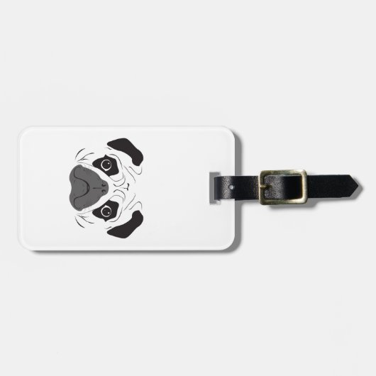 Pug Face Silhouette Bagagelabel (Voorkant horizontaal)