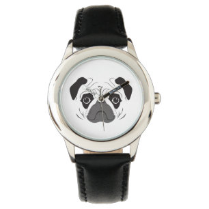 Pug Face Silhouette Horloge