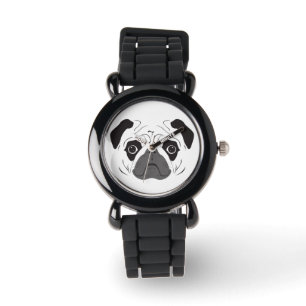 Pug Face Silhouette Horloge