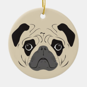Pug Face Silhouette Keramisch Ornament