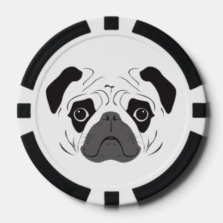 Pug Face Silhouette Poker Chips